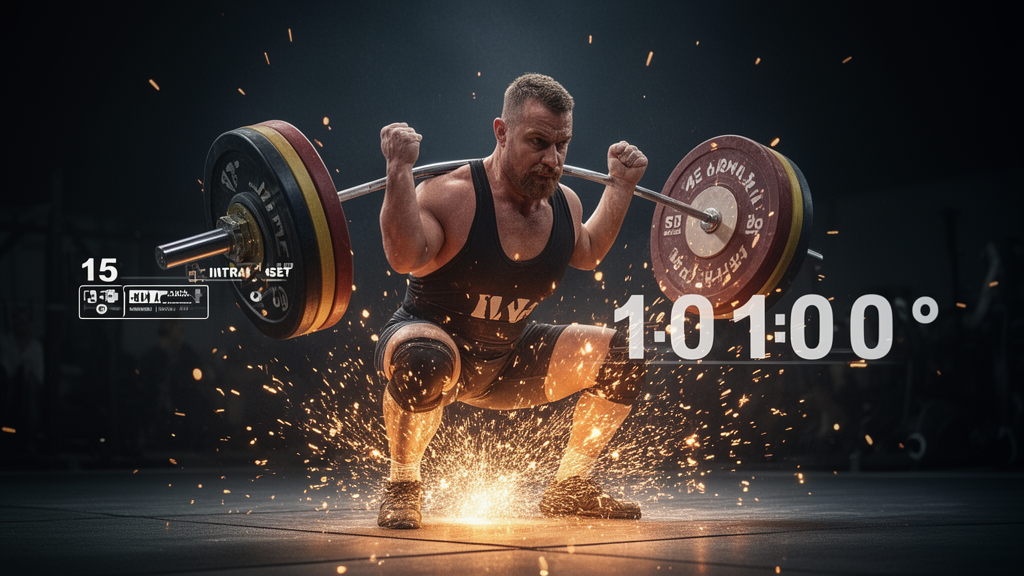 Explosive squat performance with intra-set cluster rest countdown overlay