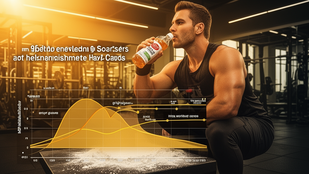 Sports drink and an energy source beside a gym rest timer showing 90 seconds