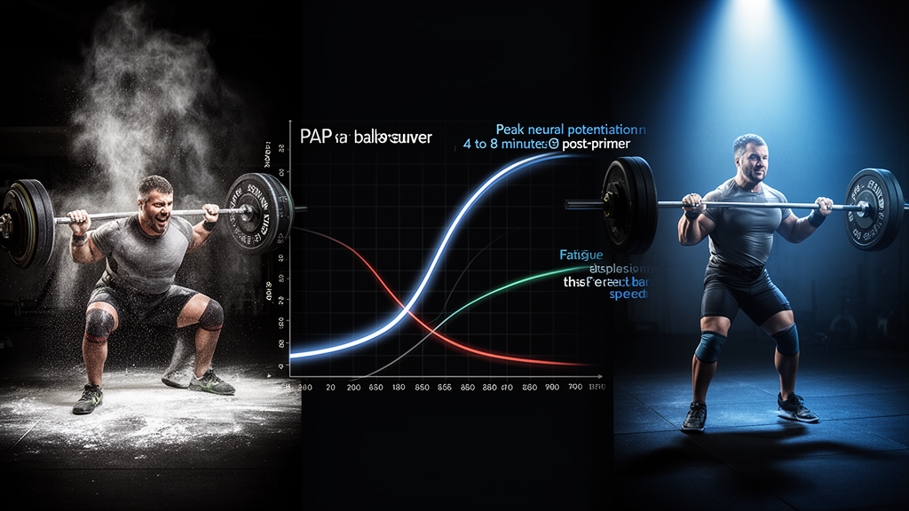 Stylized barbell primer set creating a wave of neural activation before a heavy lift