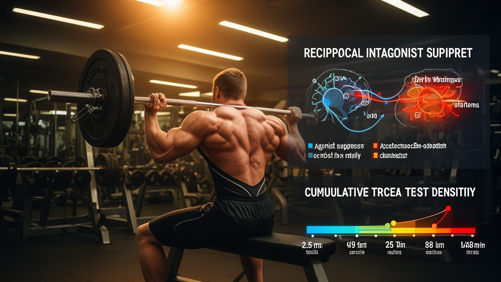 Athlete performing an agonist-antagonist superset with reciprocal innervation visualization