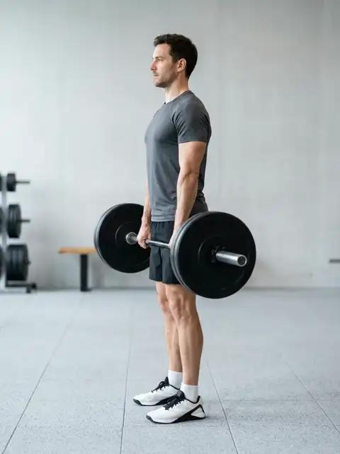 Animated loop of the romanian deadlift showing the start, midpoint and finish of one repetition
